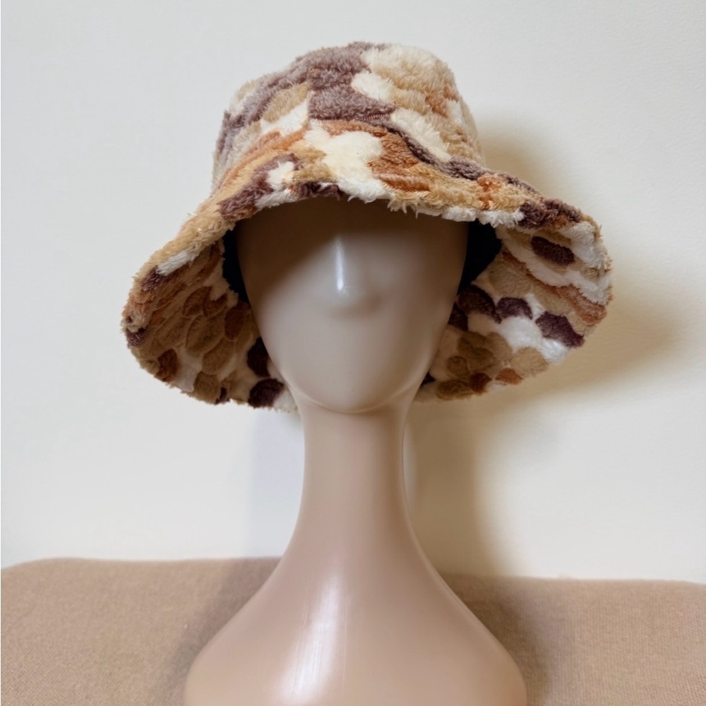 Brown and Cream Patterned Women's Bucket Hat - Picture 2 of 3